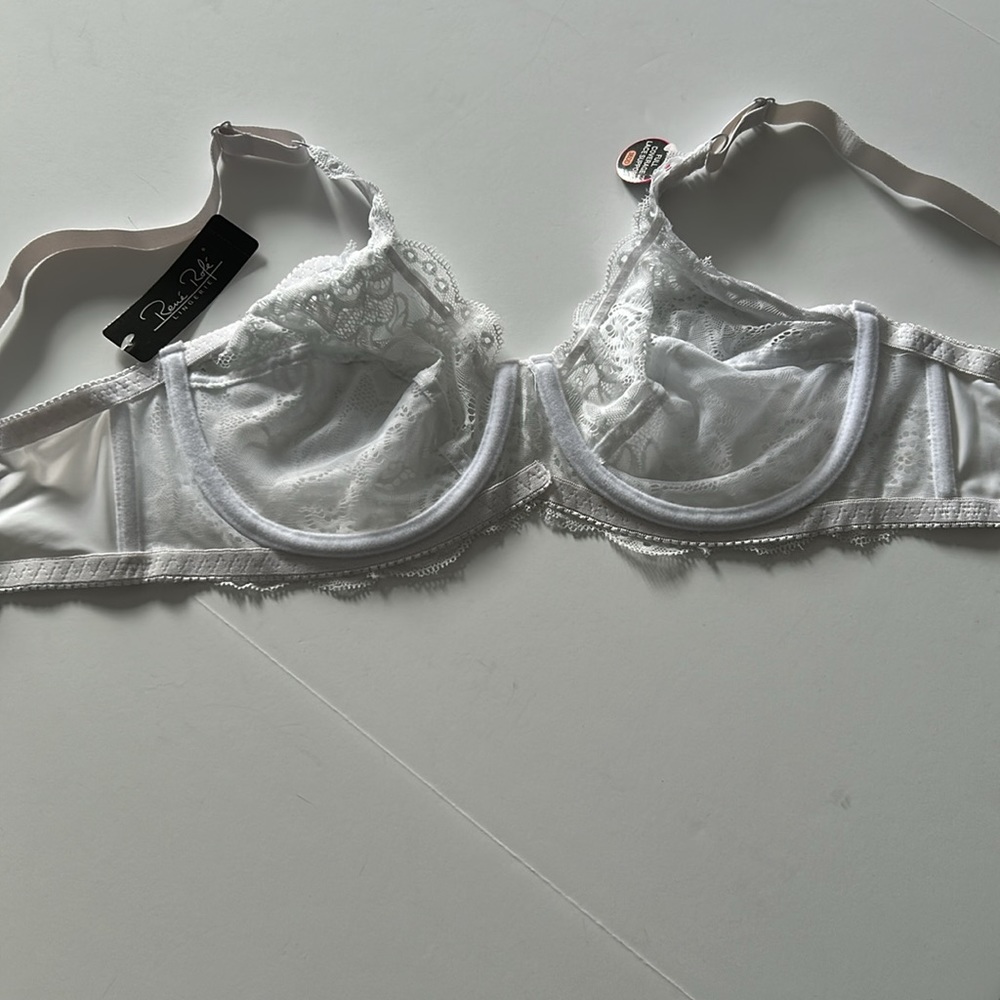 NWT Rene Rofe Lace full coverage bra 38DD White - Picture 8 of 10